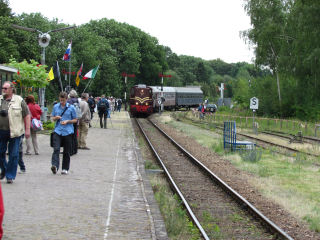 Uitrangeren van de trein.