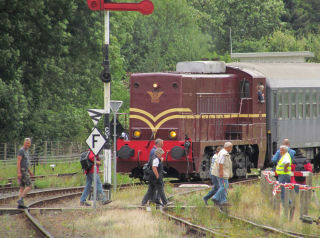 Uitrangeren van de trein.
